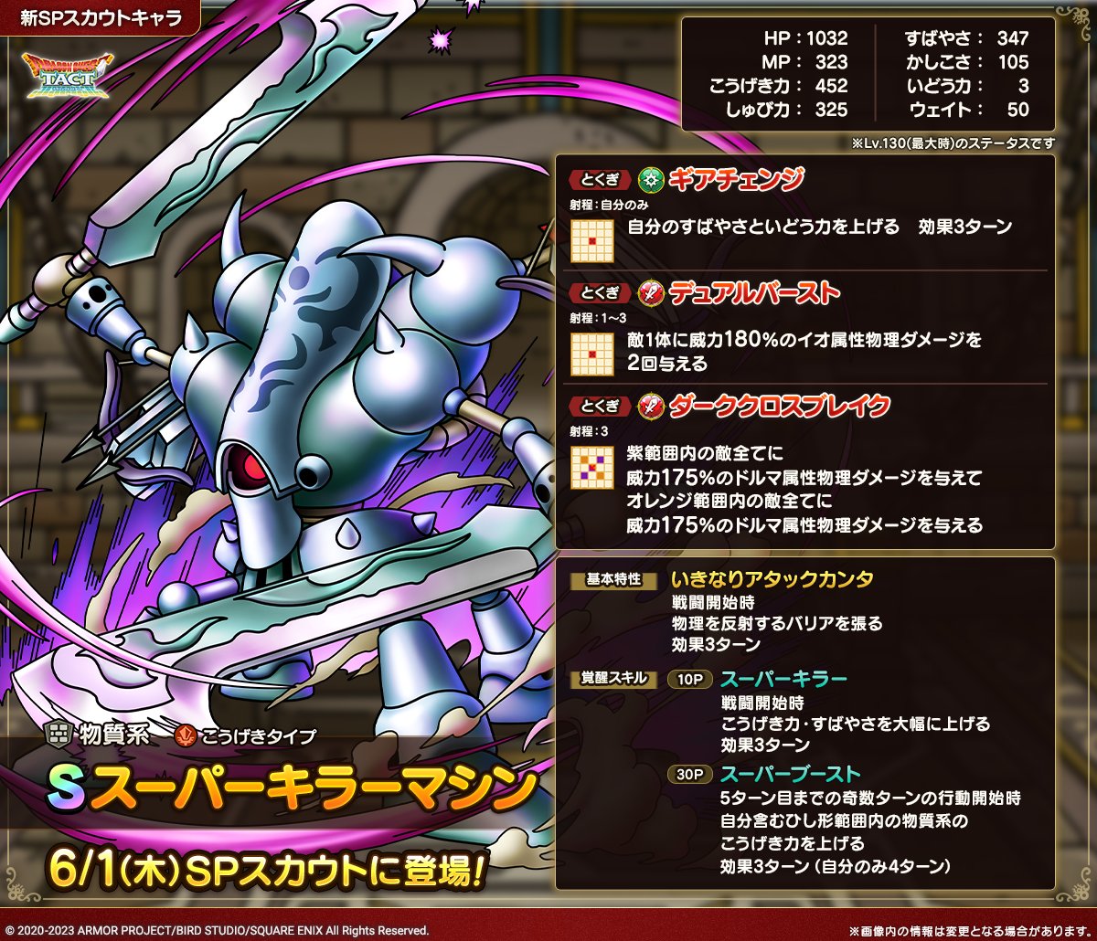 ドラクエタクトのなかま「スーパーキラーマシン」のカタログ性能