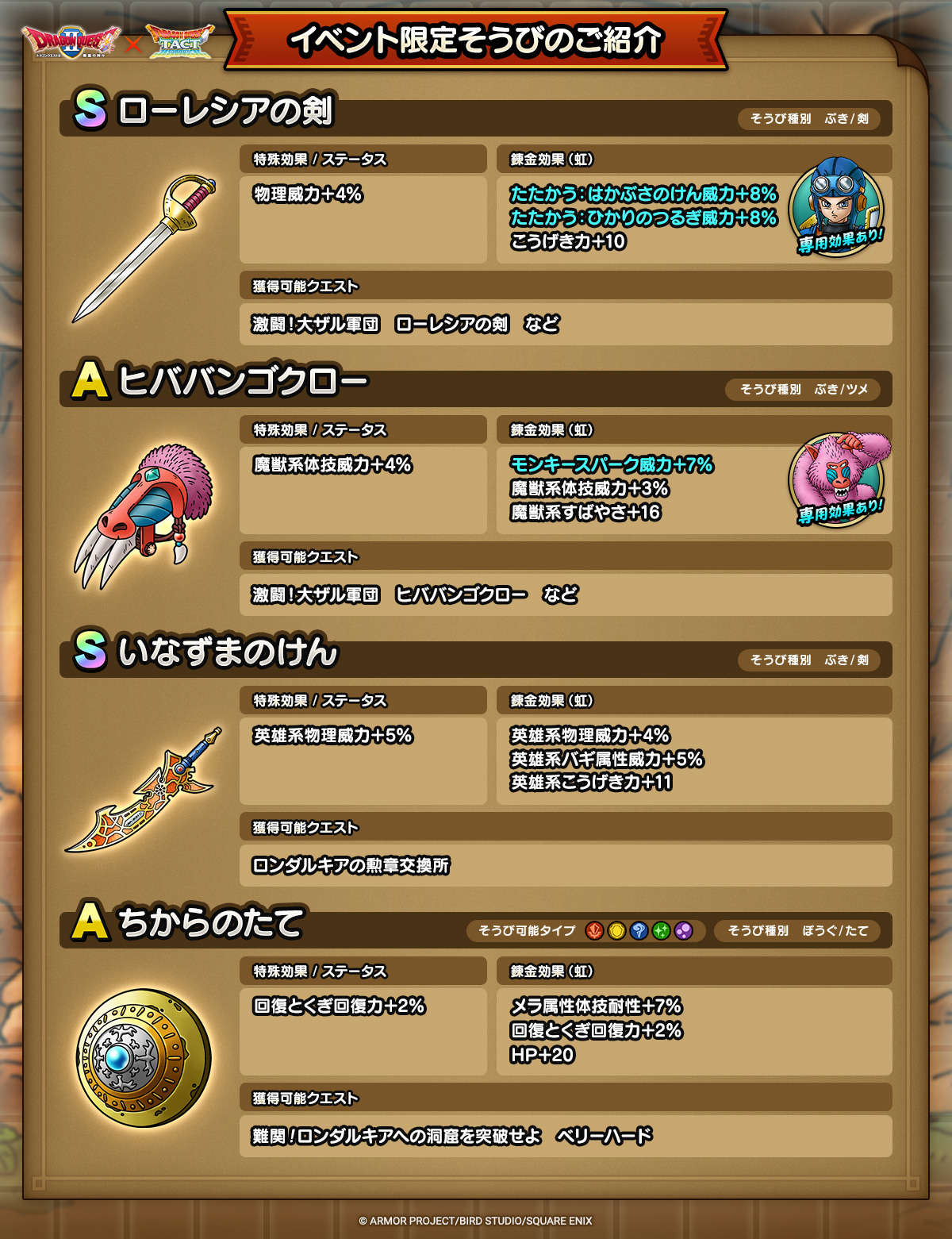 ドラクエタクトのイベント「真・ドラゴンクエストIIイベント - 第1弾」のそうび紹介